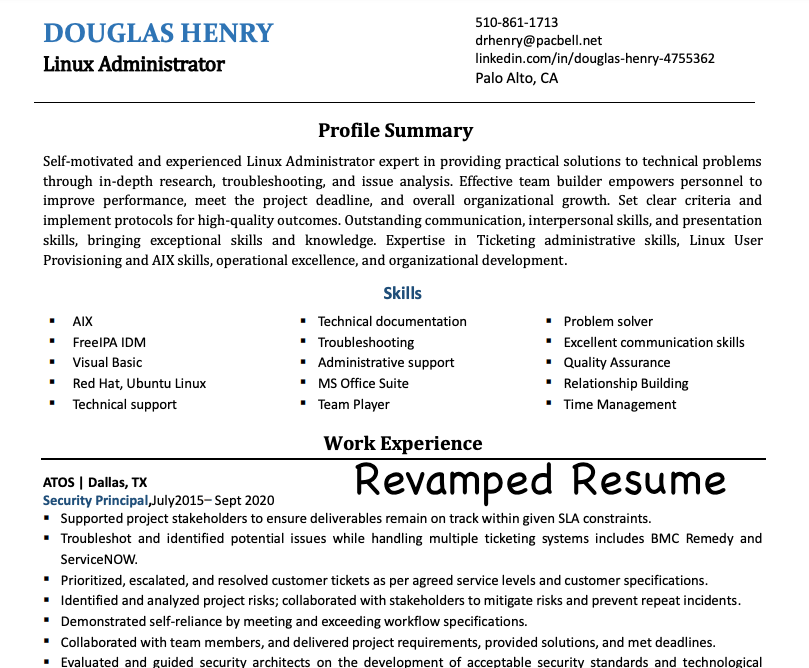 Revamped resume