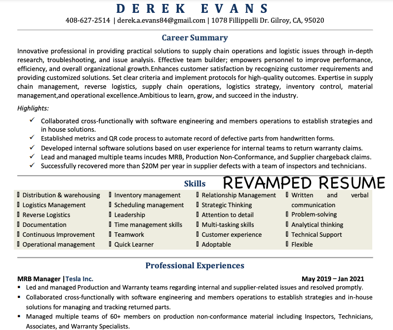 Revamped. resume