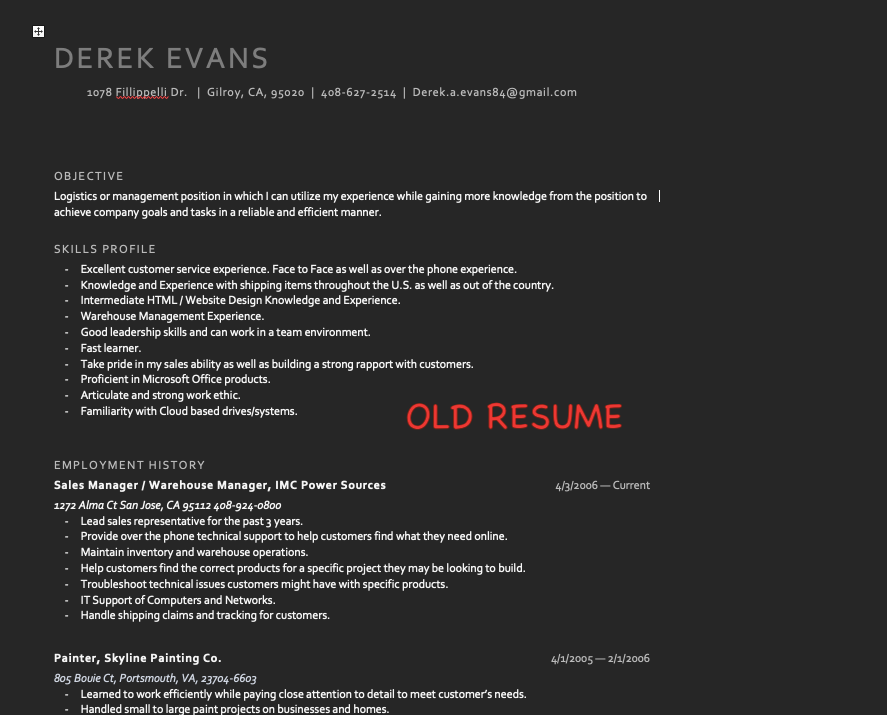old resume
